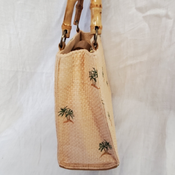 Vintage Bamboo Handle Palm Purse Purse - Picture 5 of 9